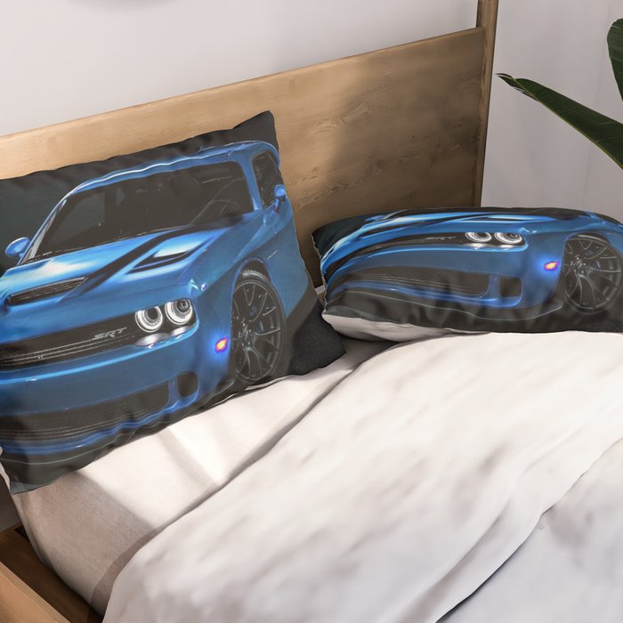 B5 Blue Hellcat Challenger SRT Pillow Sham Gallery Image 2