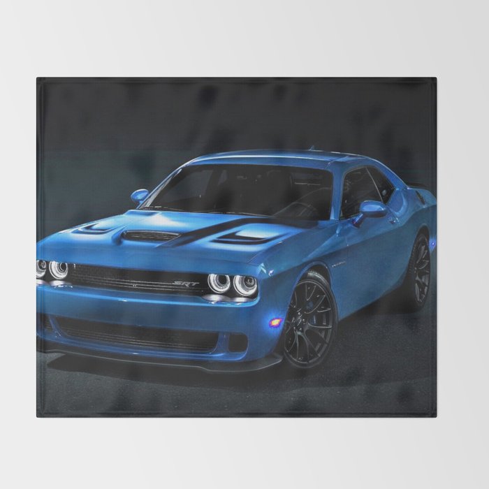 B5 Blue Hellcat Challenger SRT Throw Blanket Gallery Image 2