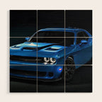B5 Blue Hellcat Challenger SRT Wood Wall Art Gallery Image 1