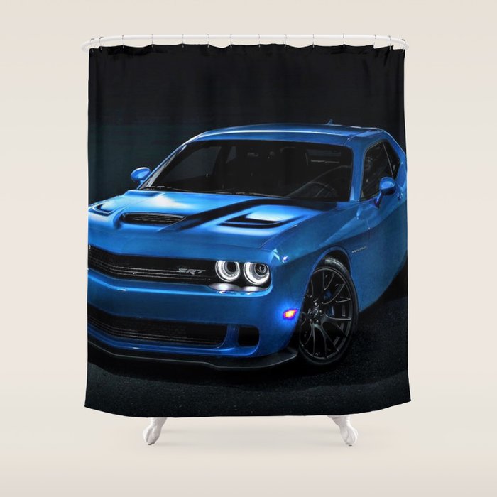 B5 Blue Hellcat Challenger SRT Shower Curtain Gallery Image 1
