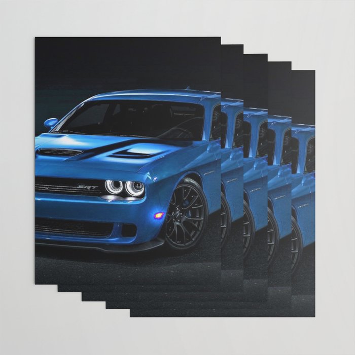 B5 Blue Hellcat Challenger SRT Wrapping Paper Gallery Image 3