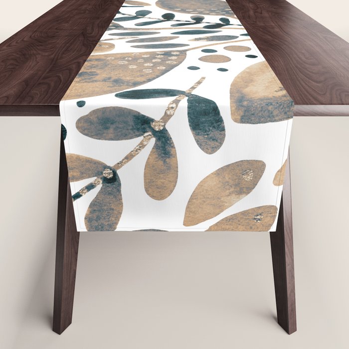 Watercolor branches and leaves - neutral Table Runner Gallery Image 1
