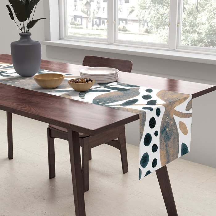 Watercolor branches and leaves - neutral Table Runner Gallery Image 2