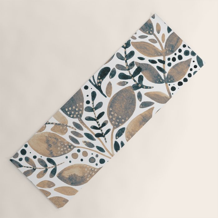 Watercolor branches and leaves - neutral Yoga Mat Gallery Image 1