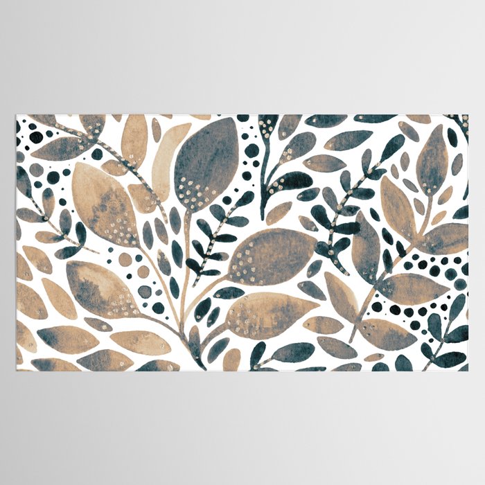 Watercolor branches and leaves - neutral Tablecloth Gallery Image 2