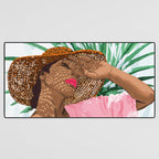 Sunshine in My Soul | Black Woman Tropical Travel | Modern Boho Palm Summer Vacation Fashion Desk Mat Gallery Image 3