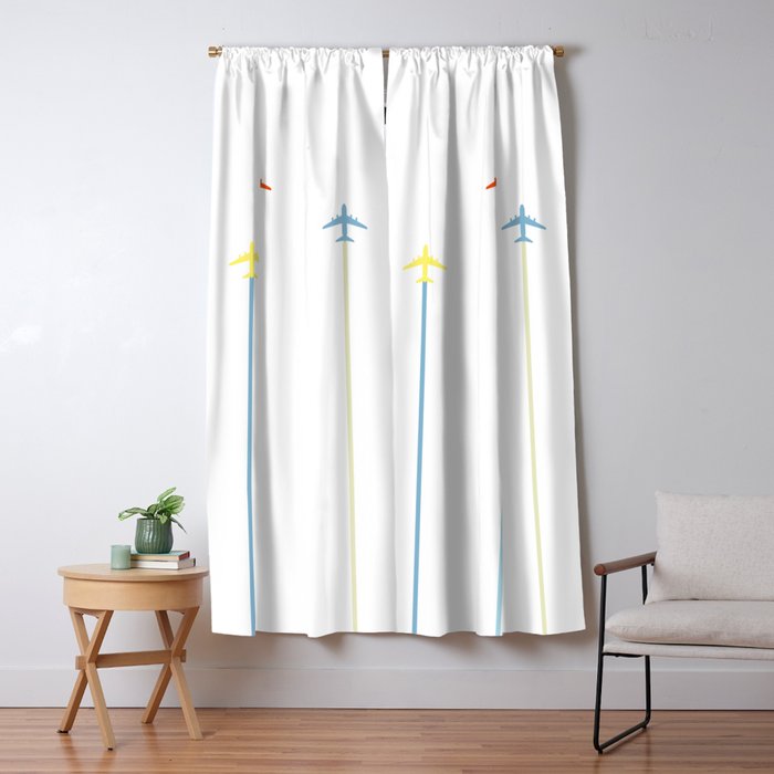 Retro Airplanes Window Curtain Gallery Image 1