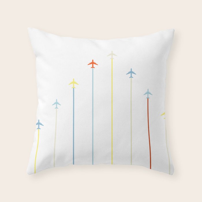 Retro Airplanes Throw Pillow Gallery Image 1