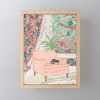 Catnap - Tuxedo Cat Napping in Chair by the Window Mini Art Print Gallery Image 1