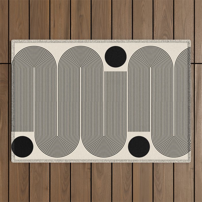 Abstraction_LINE_BLACK_DOT_VISUAL_ART_Minimlism_001A Outdoor Rug Gallery Image 1