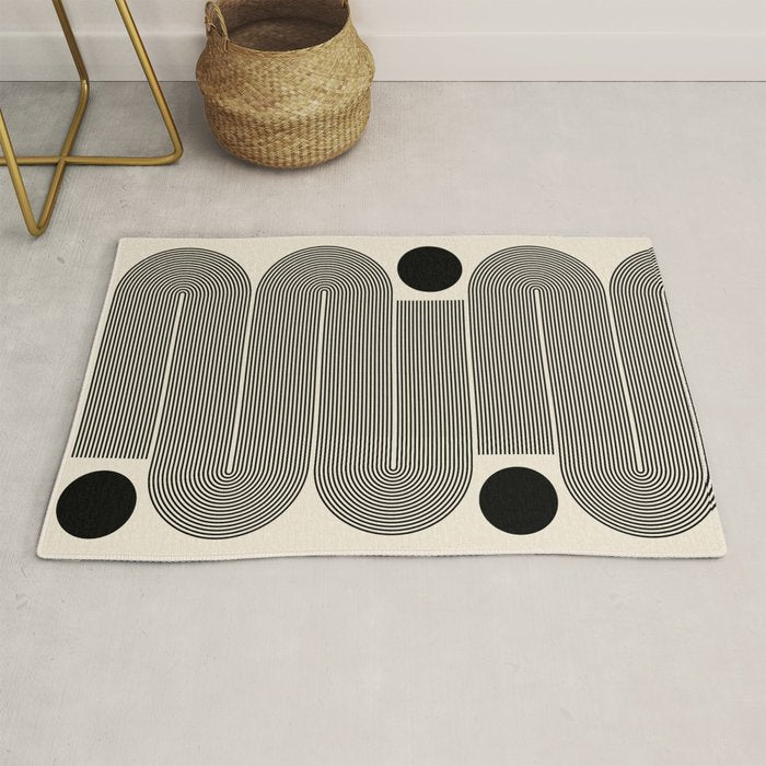 Abstraction_LINE_BLACK_DOT_VISUAL_ART_Minimlism_001A Rug Gallery Image 1