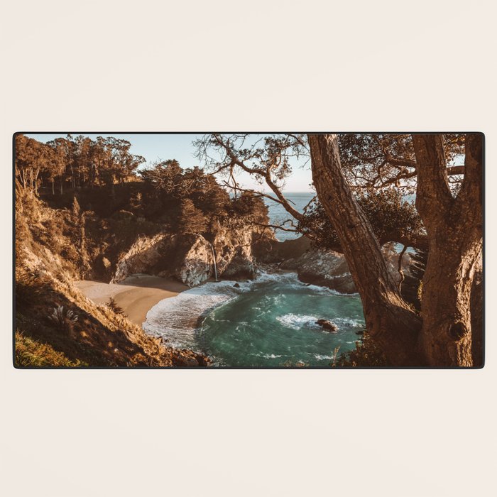 Big Sur Sunset at McWay Falls Desk Mat Gallery Image 3