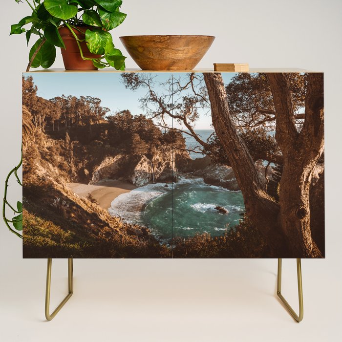 Big Sur Sunset at McWay Falls Credenza Gallery Image 1