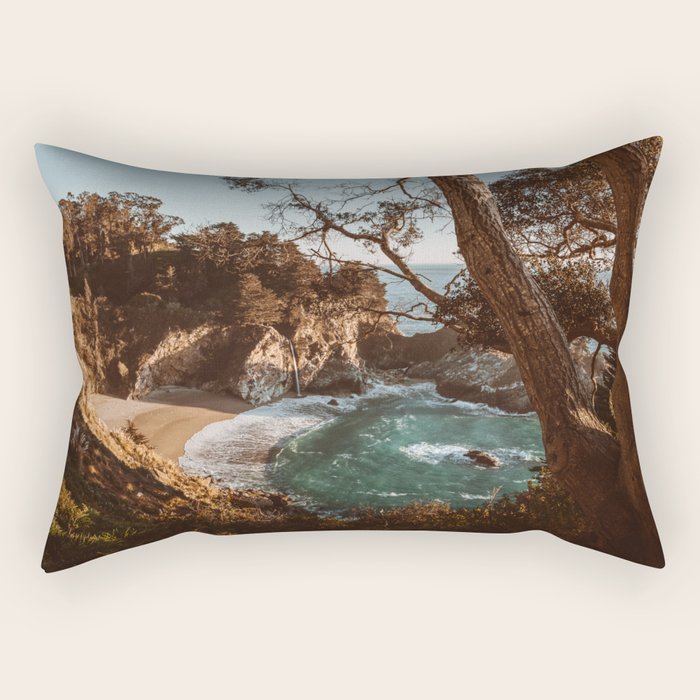 Big Sur Sunset at McWay Falls Rectangular Pillow Gallery Image 1
