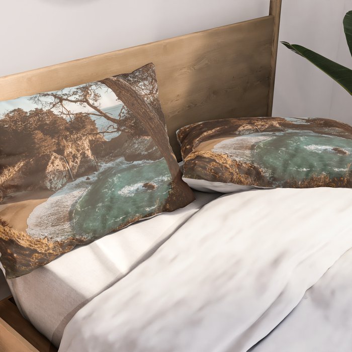 Big Sur Sunset at McWay Falls Pillow Sham Gallery Image 2