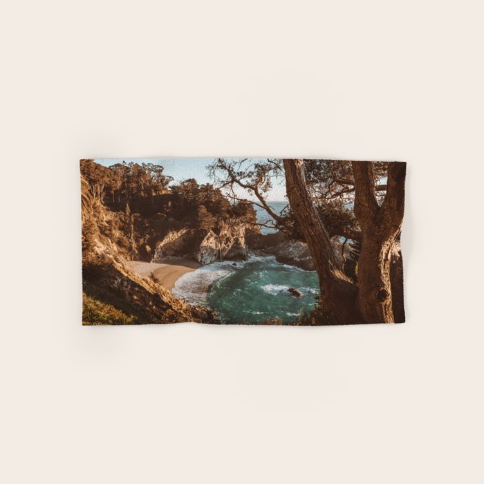 Big Sur Sunset at McWay Falls Bath Towel Gallery Image 1
