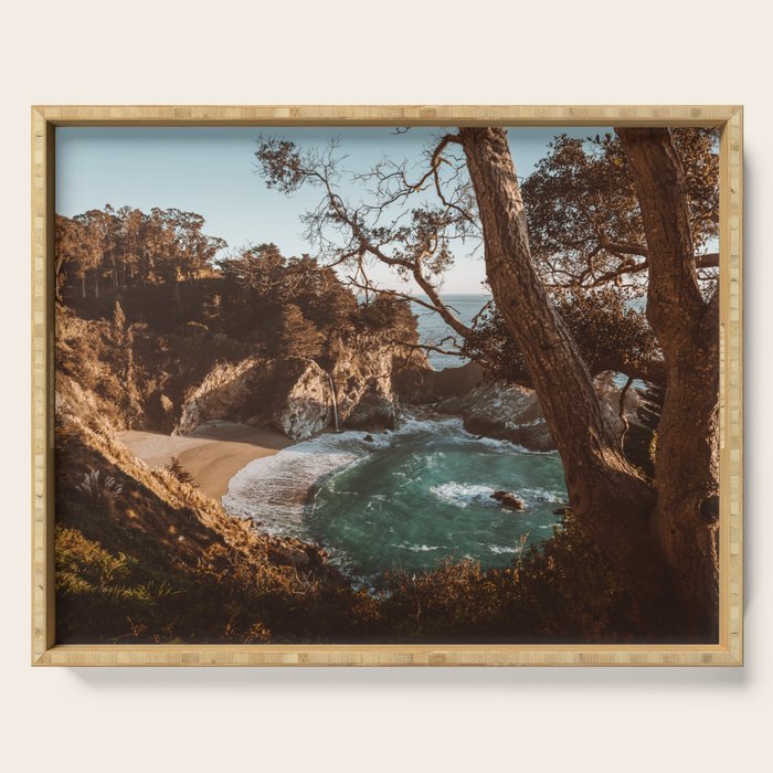 Big Sur Sunset at McWay Falls Serving Tray Gallery Image 1