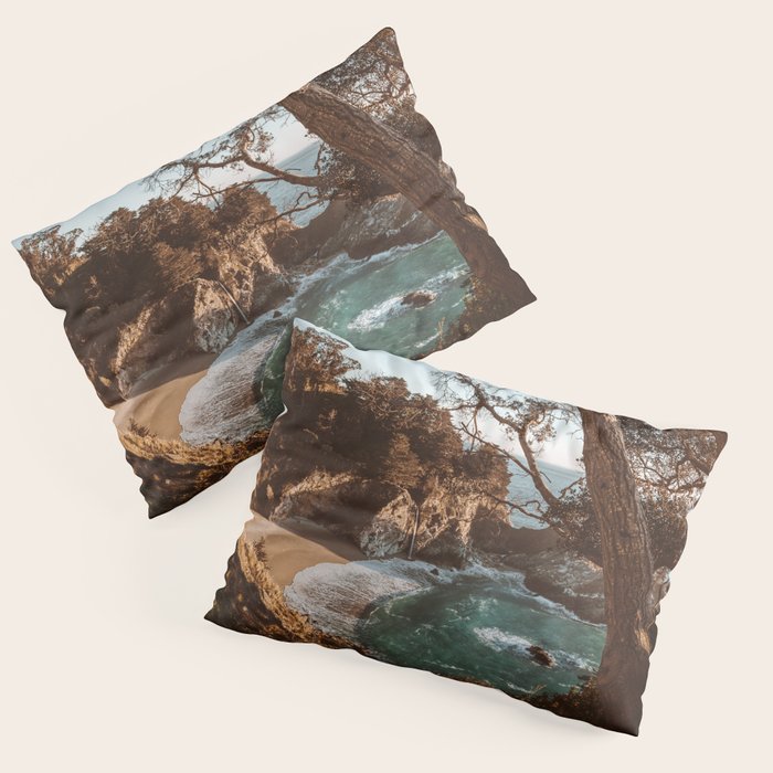 Big Sur Sunset at McWay Falls Pillow Sham Gallery Image 1