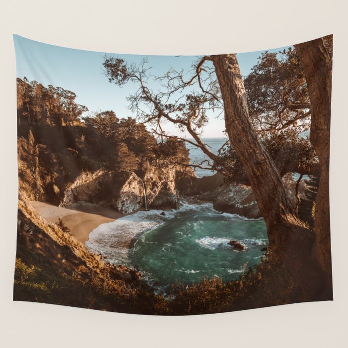 Big Sur Sunset at McWay Falls Wall Tapestry Gallery Image 4