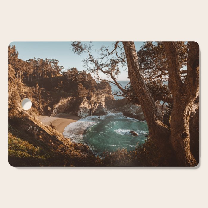 Big Sur Sunset at McWay Falls Cutting Board Gallery Image 1