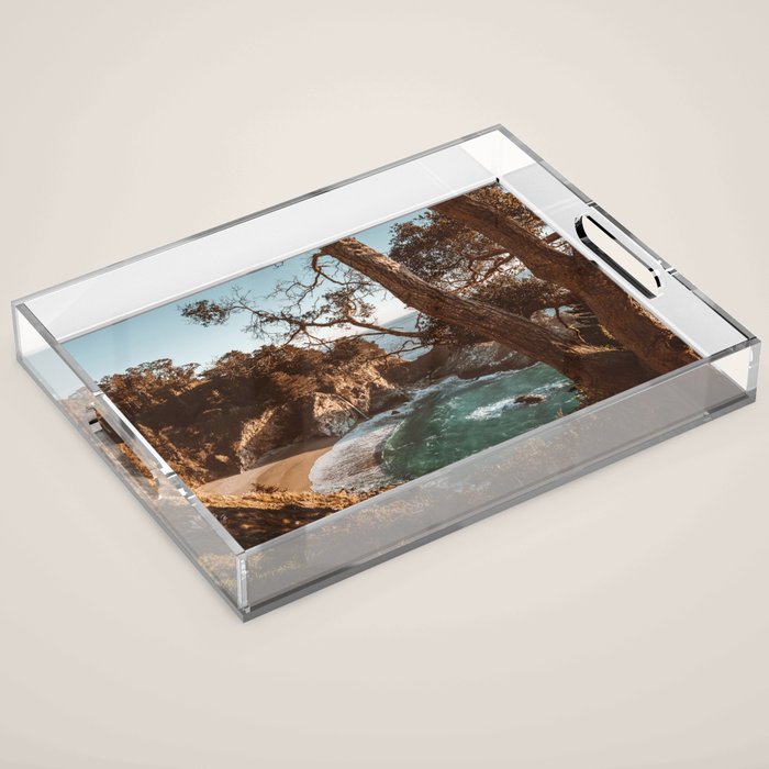 Big Sur Sunset at McWay Falls Acrylic Tray Gallery Image 1