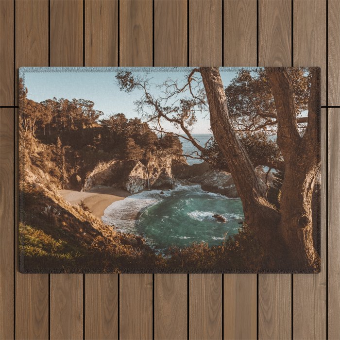 Big Sur Sunset at McWay Falls Outdoor Rug Gallery Image 1