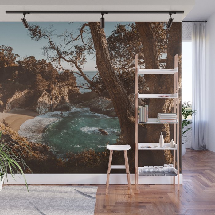 Big Sur Sunset at McWay Falls Wall Mural Gallery Image 1
