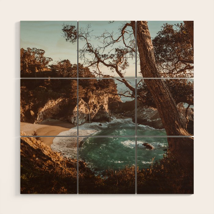 Big Sur Sunset at McWay Falls Wood Wall Art Gallery Image 1