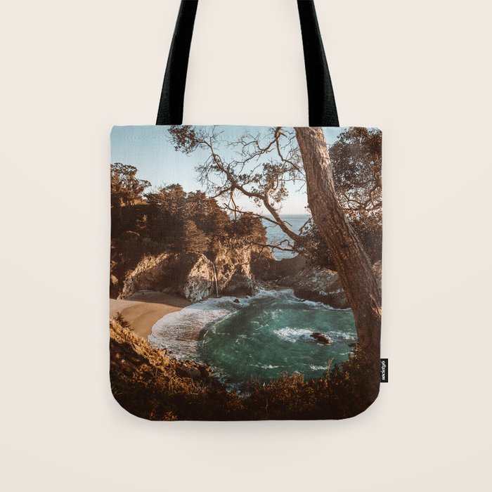 Big Sur Sunset at McWay Falls Tote Bag Gallery Image 1