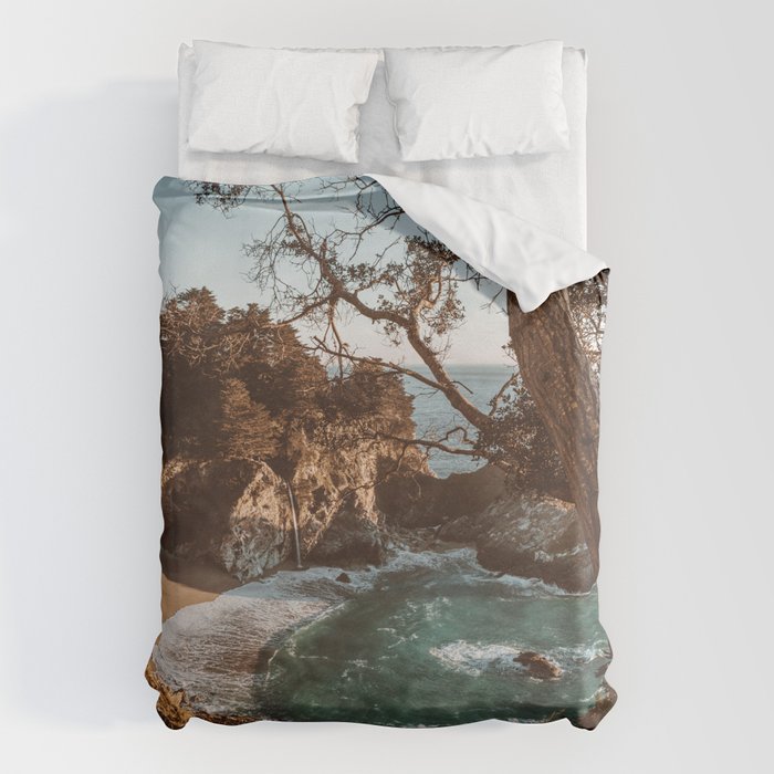 Big Sur Sunset at McWay Falls Duvet Cover Gallery Image 6