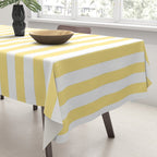 Modern geometrical baby yellow white stripes pattern Tablecloth Gallery Image 3