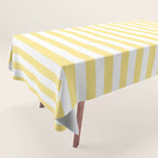 Modern geometrical baby yellow white stripes pattern Tablecloth Gallery Image 1