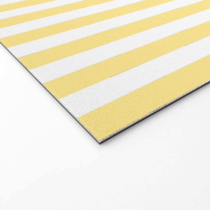 Modern geometrical baby yellow white stripes pattern Welcome Mat Gallery Image 2