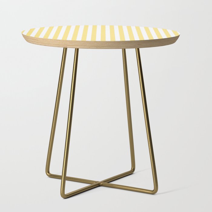 Modern geometrical baby yellow white stripes pattern Side Table Gallery Image 1
