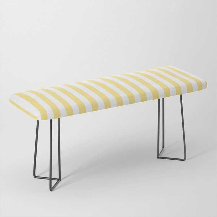 Modern geometrical baby yellow white stripes pattern Bench Gallery Image 1