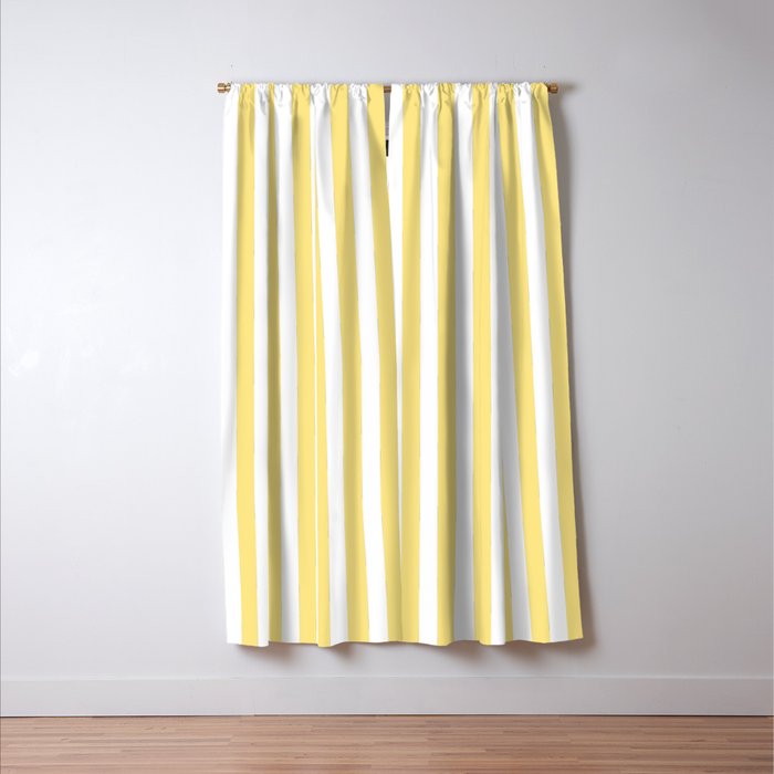Modern geometrical baby yellow white stripes pattern Window Curtain Gallery Image 3