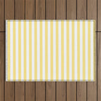 Modern geometrical baby yellow white stripes pattern Outdoor Rug Gallery Image 1