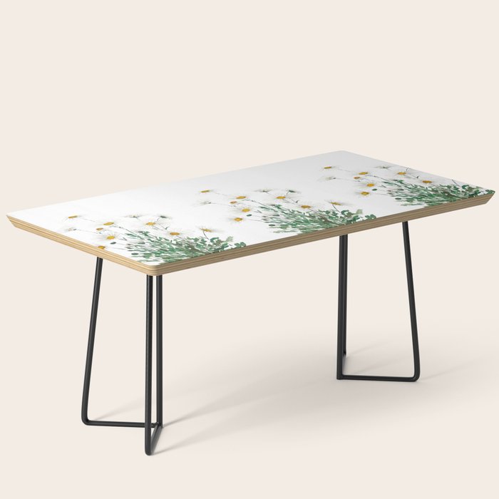 white Margaret daisy watercolor Coffee Table Gallery Image 1