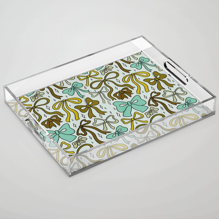 Blue Bow Print Acrylic Tray Gallery Image 1