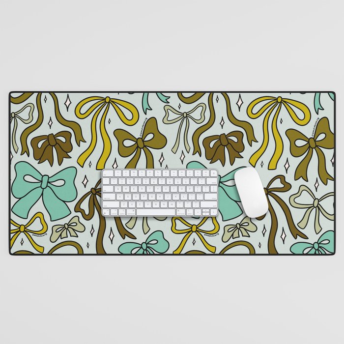 Blue Bow Print Desk Mat Gallery Image 1