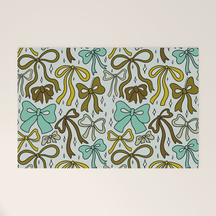 Blue Bow Print Welcome Mat Gallery Image 1