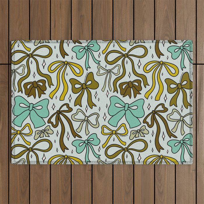 Blue Bow Print Outdoor Rug Gallery Image 1