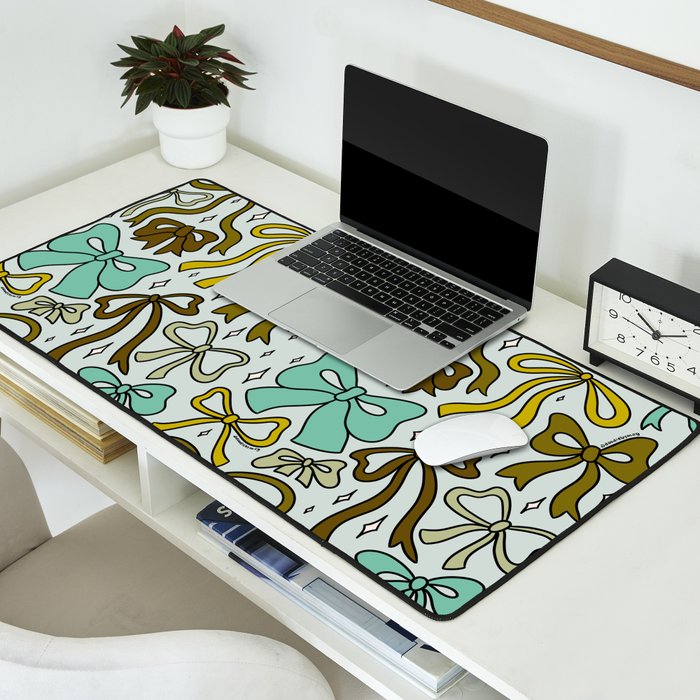 Blue Bow Print Desk Mat Gallery Image 2