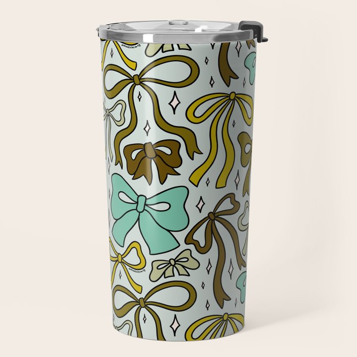 Blue Bow Print Travel Mug Gallery Image 2