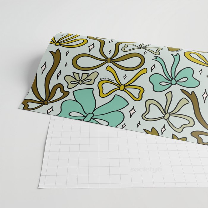 Blue Bow Print Wrapping Paper Gallery Image 2