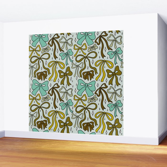 Blue Bow Print Wall Mural Gallery Image 2