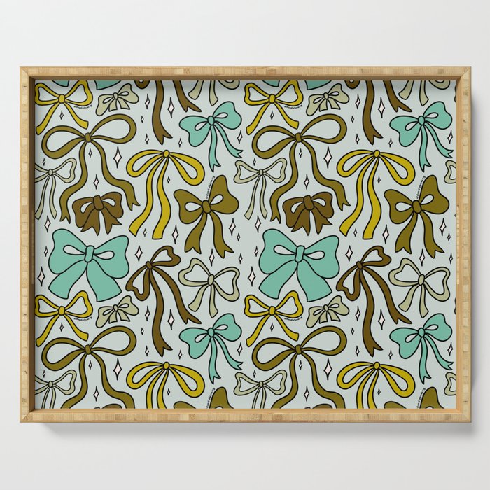Blue Bow Print Serving Tray Gallery Image 1