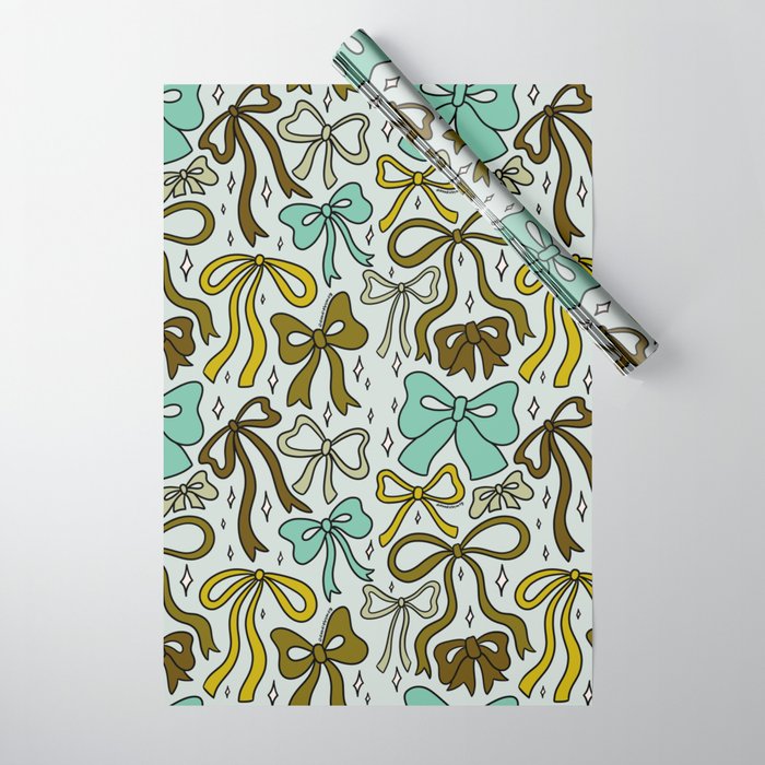 Blue Bow Print Wrapping Paper Gallery Image 1