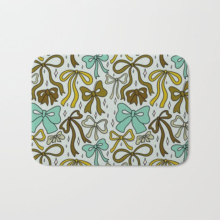 Blue Bow Print Bath Mat Gallery Image 1