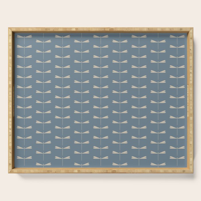 Dragonfly Pattern I Blue Serving Tray Gallery Image 1